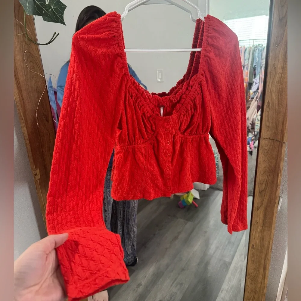 Like New FREE PEOPLE Ladybug Long Sleeve Top - Picture 2 of 4